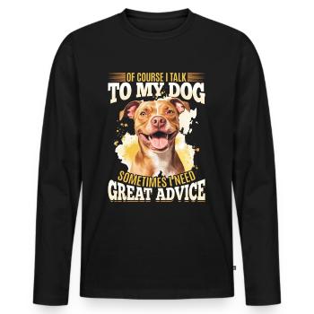 Propriétaire de chien Pitbull Terrier - T-shirt manches longues Premium bio Homme - noir - Devant - Nico (187cm)