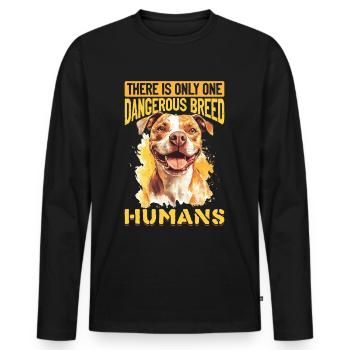 Propriétaire de chien Pitbull Terrier - T-shirt manches longues Premium bio Homme - noir - Devant - Nico (187cm)