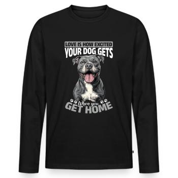 Propriétaire de chien Pitbull Terrier - T-shirt manches longues Premium bio Homme - noir - Devant - Nico (187cm)
