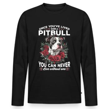 Propriétaire de chien Pitbull Terrier - T-shirt manches longues Premium bio Homme - noir - Devant - Nico (187cm)