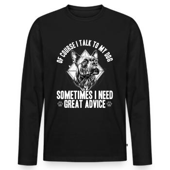Propriétaire de chien Pitbull Terrier - T-shirt manches longues Premium bio Homme - noir - Devant - Nico (187cm)