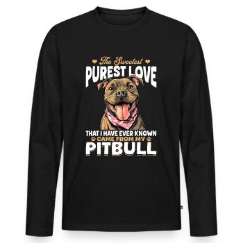 Propriétaire de chien Pitbull Terrier - T-shirt manches longues Premium bio Homme - noir - Devant - Nico (187cm)