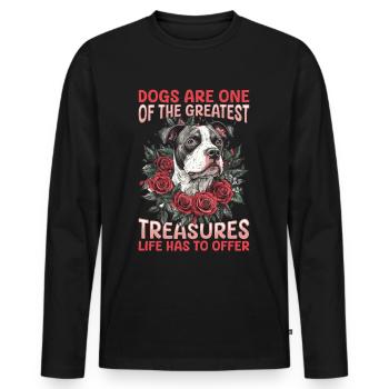 Propriétaire de chien Pitbull Terrier - T-shirt manches longues Premium bio Homme - noir - Devant - Nico (187cm)