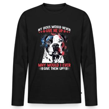 Propriétaire de chien Pitbull Terrier - T-shirt manches longues Premium bio Homme - noir - Devant - Nico (187cm)