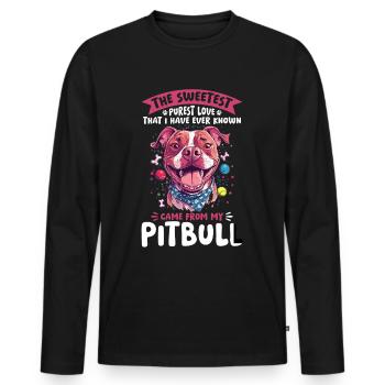 Propriétaire de chien Pitbull Terrier - T-shirt manches longues Premium bio Homme - noir - Devant - Nico (187cm)