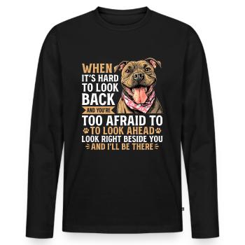 Propriétaire de chien Pitbull Terrier - T-shirt manches longues Premium bio Homme - noir - Devant - Nico (187cm)