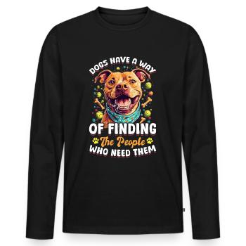 Propriétaire de chien Pitbull Terrier - T-shirt manches longues Premium bio Homme - noir - Devant - Nico (187cm)