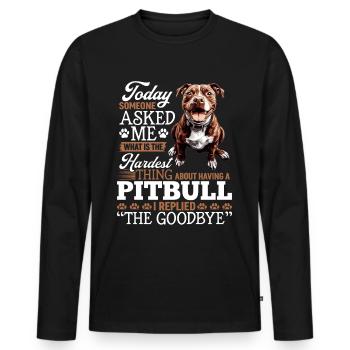 Propriétaire de chien Pitbull Terrier - T-shirt manches longues Premium bio Homme - noir - Devant - Nico (187cm)