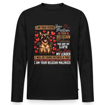 Belgian Malinois Lover Dog Owner - Men's Premium Organic Long Sleeve Shirt - black - Front - Nico (187cm)