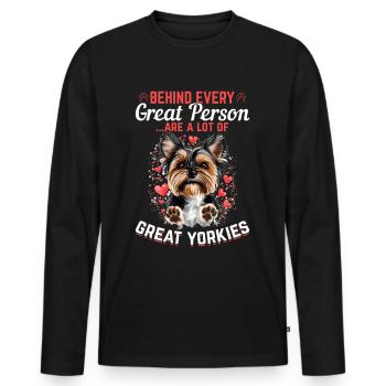 Yorkshire Terrier Propriétaire d’un chien Yorkie - T-shirt manches longues Premium bio Homme - noir - Devant - Nico (187cm)