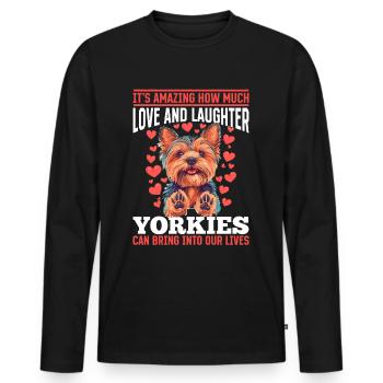 Yorkshire Terrier Propriétaire d’un chien Yorkie - T-shirt manches longues Premium bio Homme - noir - Devant - Nico (187cm)