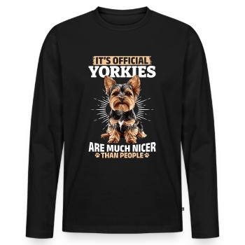 Yorkshire Terrier Propriétaire d’un chien Yorkie - T-shirt manches longues Premium bio Homme - noir - Devant - Nico (187cm)