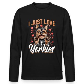 Yorkshire Terrier Propriétaire d’un chien Yorkie - T-shirt manches longues Premium bio Homme - noir - Devant - Nico (187cm)