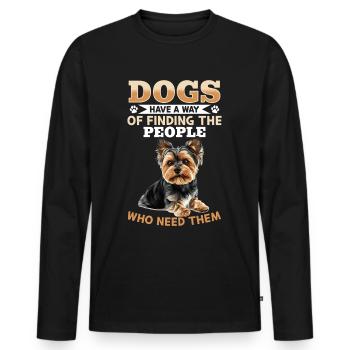 Yorkshire Terrier Propriétaire d’un chien Yorkie - T-shirt manches longues Premium bio Homme - noir - Devant - Nico (187cm)