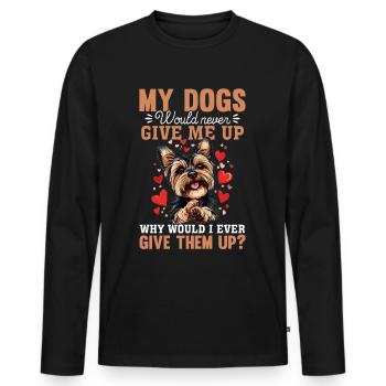Yorkshire Terrier Propriétaire d’un chien Yorkie - T-shirt manches longues Premium bio Homme - noir - Devant - Nico (187cm)