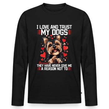 Yorkshire Terrier Propriétaire d’un chien Yorkie - T-shirt manches longues Premium bio Homme - noir - Devant - Nico (187cm)