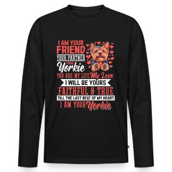 Yorkshire Terrier Propriétaire d’un chien Yorkie - T-shirt manches longues Premium bio Homme - noir - Devant - Nico (187cm)