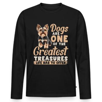 Yorkshire Terrier Propriétaire d’un chien Yorkie - T-shirt manches longues Premium bio Homme - noir - Devant - Nico (187cm)