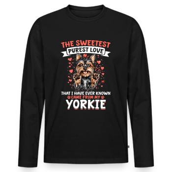 Yorkshire Terrier Propriétaire d’un chien Yorkie - T-shirt manches longues Premium bio Homme - noir - Devant - Nico (187cm)
