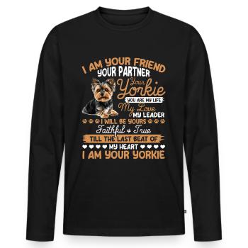 Yorkshire Terrier Propriétaire d’un chien Yorkie - T-shirt manches longues Premium bio Homme - noir - Devant - Nico (187cm)