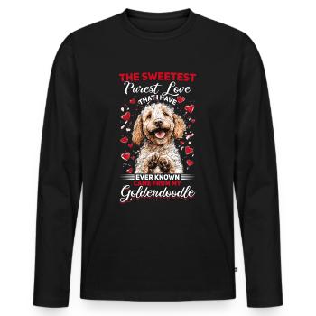 Propriétaire de chien Goldendoodle - T-shirt manches longues Premium bio Homme - noir - Devant - Nico (187cm)