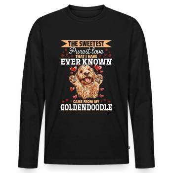 Propriétaire de chien Goldendoodle - T-shirt manches longues Premium bio Homme - noir - Devant - Nico (187cm)