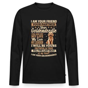 Propriétaire de chien Goldendoodle - T-shirt manches longues Premium bio Homme - noir - Devant - Nico (187cm)