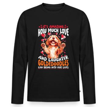 Propriétaire de chien Goldendoodle - T-shirt manches longues Premium bio Homme - noir - Devant - Nico (187cm)