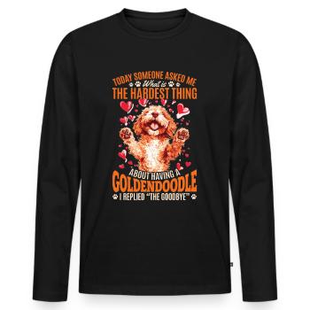 Propriétaire de chien Goldendoodle - T-shirt manches longues Premium bio Homme - noir - Devant - Nico (187cm)