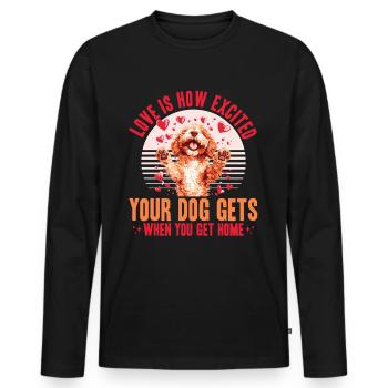 Propriétaire de chien Goldendoodle - T-shirt manches longues Premium bio Homme - noir - Devant - Nico (187cm)