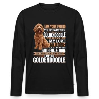 Propriétaire de chien Goldendoodle - T-shirt manches longues Premium bio Homme - noir - Devant - Nico (187cm)