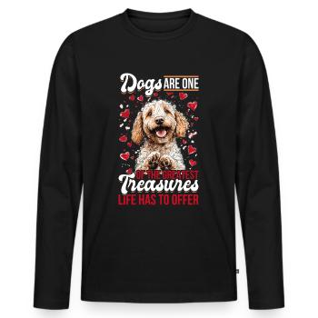 Propriétaire de chien Goldendoodle - T-shirt manches longues Premium bio Homme - noir - Devant - Nico (187cm)