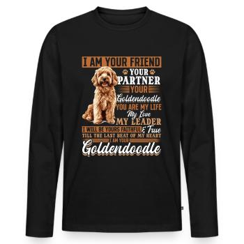 Propriétaire de chien Goldendoodle - T-shirt manches longues Premium bio Homme - noir - Devant - Nico (187cm)