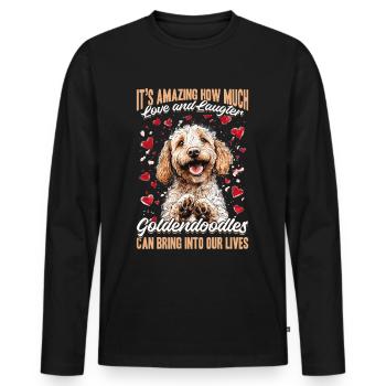 Propriétaire de chien Goldendoodle - T-shirt manches longues Premium bio Homme - noir - Devant - Nico (187cm)