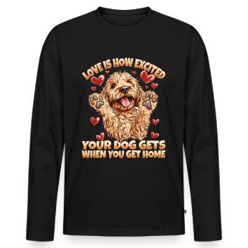 Propriétaire de chien Goldendoodle - T-shirt manches longues Premium bio Homme - noir - Devant - Nico (187cm)