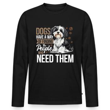 Mignon propriétaire de chien havanais - T-shirt manches longues Premium bio Homme - noir - Devant - Nico (187cm)