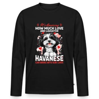 Cute Havanese Dog Owner - Men's Premium Organic Long Sleeve Shirt - black - Front - Nico (187cm)