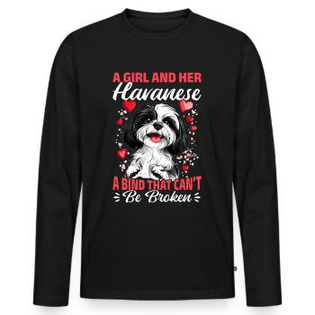 Cute Havanese Dog Owner - Men's Premium Organic Long Sleeve Shirt - black - Front - Nico (187cm)