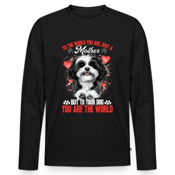 Mignon propriétaire de chien havanais - T-shirt manches longues Premium bio Homme - noir - Devant - Nico (187cm)