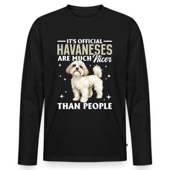 Mignon propriétaire de chien havanais - T-shirt manches longues Premium bio Homme - noir - Devant - Nico (187cm)