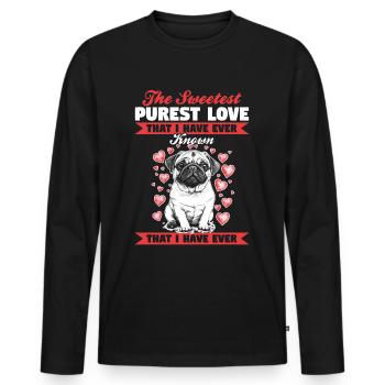 Mignon propriétaire de chien carlin - T-shirt manches longues Premium bio Homme - noir - Devant - Nico (187cm)