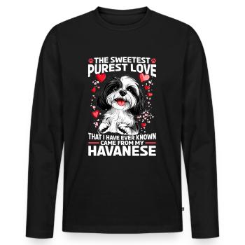 Cute Havanese Dog Owner - Men's Premium Organic Long Sleeve Shirt - black - Front - Nico (187cm)