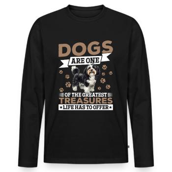 Mignon propriétaire de chien havanais - T-shirt manches longues Premium bio Homme - noir - Devant - Nico (187cm)