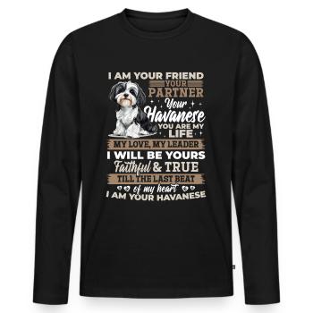 Cute Havanese Dog Owner - Men's Premium Organic Long Sleeve Shirt - black - Front - Nico (187cm)