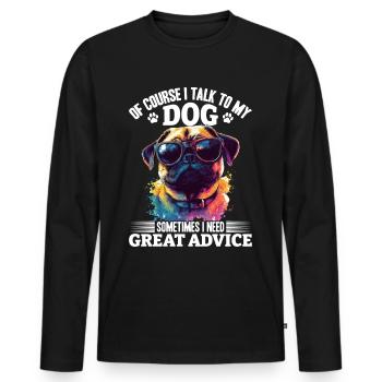Mignon propriétaire de chien carlin - T-shirt manches longues Premium bio Homme - noir - Devant - Nico (187cm)