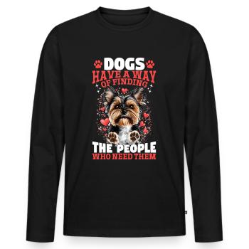 Yorkshire Terrier Propriétaire d’un chien Yorkie - T-shirt manches longues Premium bio Homme - noir - Devant - Nico (187cm)