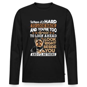 Yorkshire Terrier Propriétaire d’un chien Yorkie - T-shirt manches longues Premium bio Homme - noir - Devant - Nico (187cm)