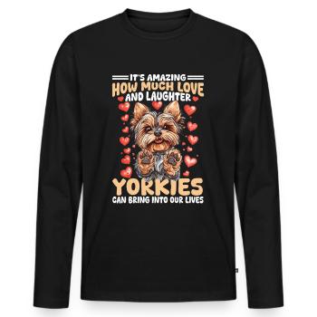 Yorkshire Terrier Propriétaire d’un chien Yorkie - T-shirt manches longues Premium bio Homme - noir - Devant - Nico (187cm)