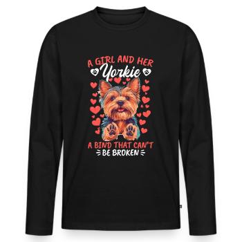 Yorkshire Terrier Propriétaire d’un chien Yorkie - T-shirt manches longues Premium bio Homme - noir - Devant - Nico (187cm)