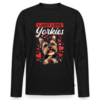 Yorkshire Terrier Propriétaire d’un chien Yorkie - T-shirt manches longues Premium bio Homme - noir - Devant - Nico (187cm)
